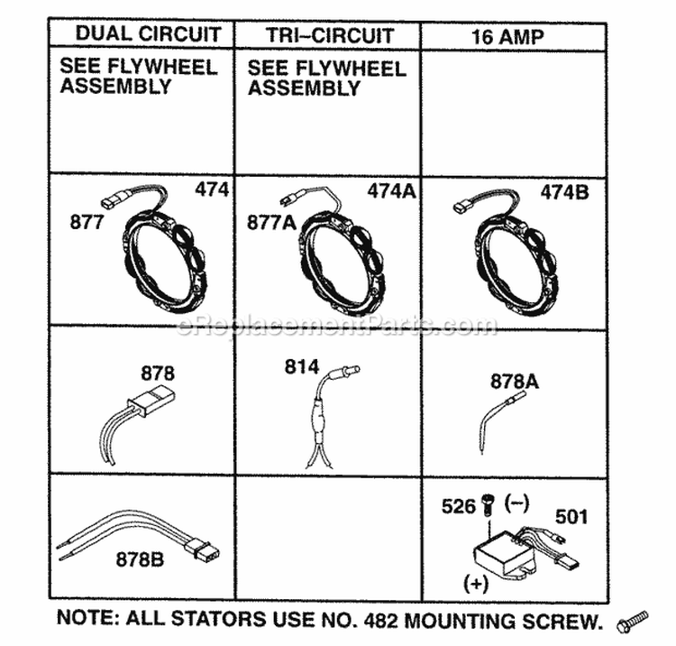 Alternator Chart Diagram and Parts List for 402445-1208-03  Briggs and Stratton Engine
